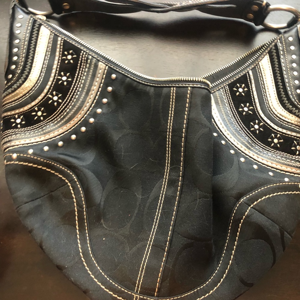 Black and Silver Coach Purse